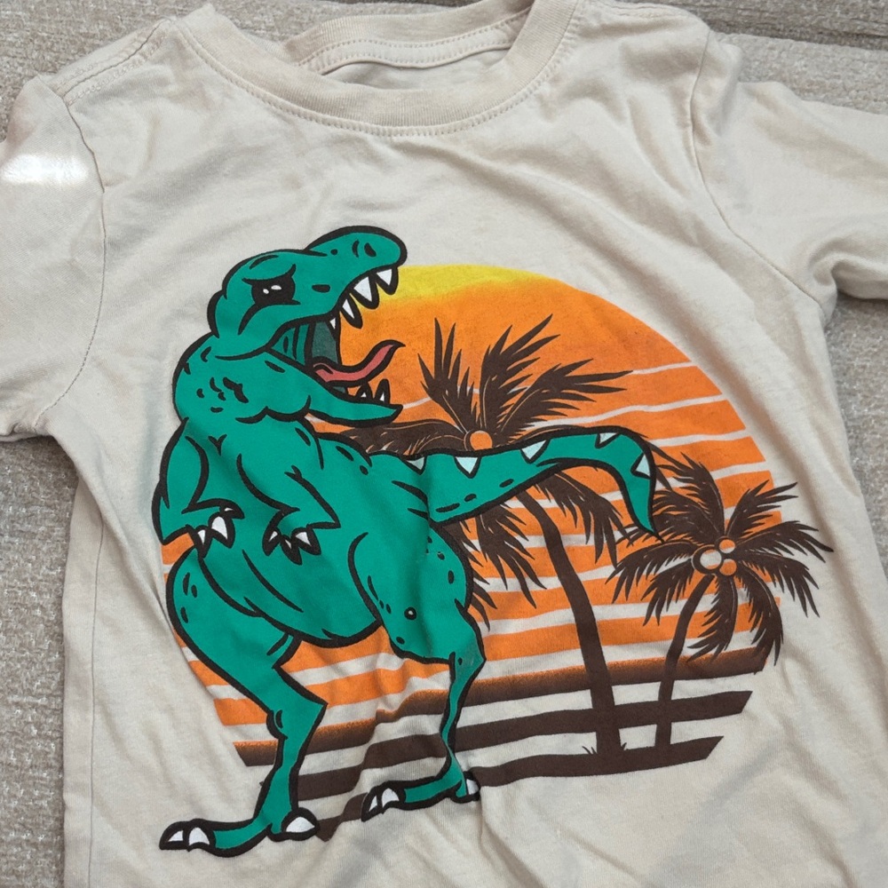 Wonder Nation Dinosaur Tee - Cream & Green
